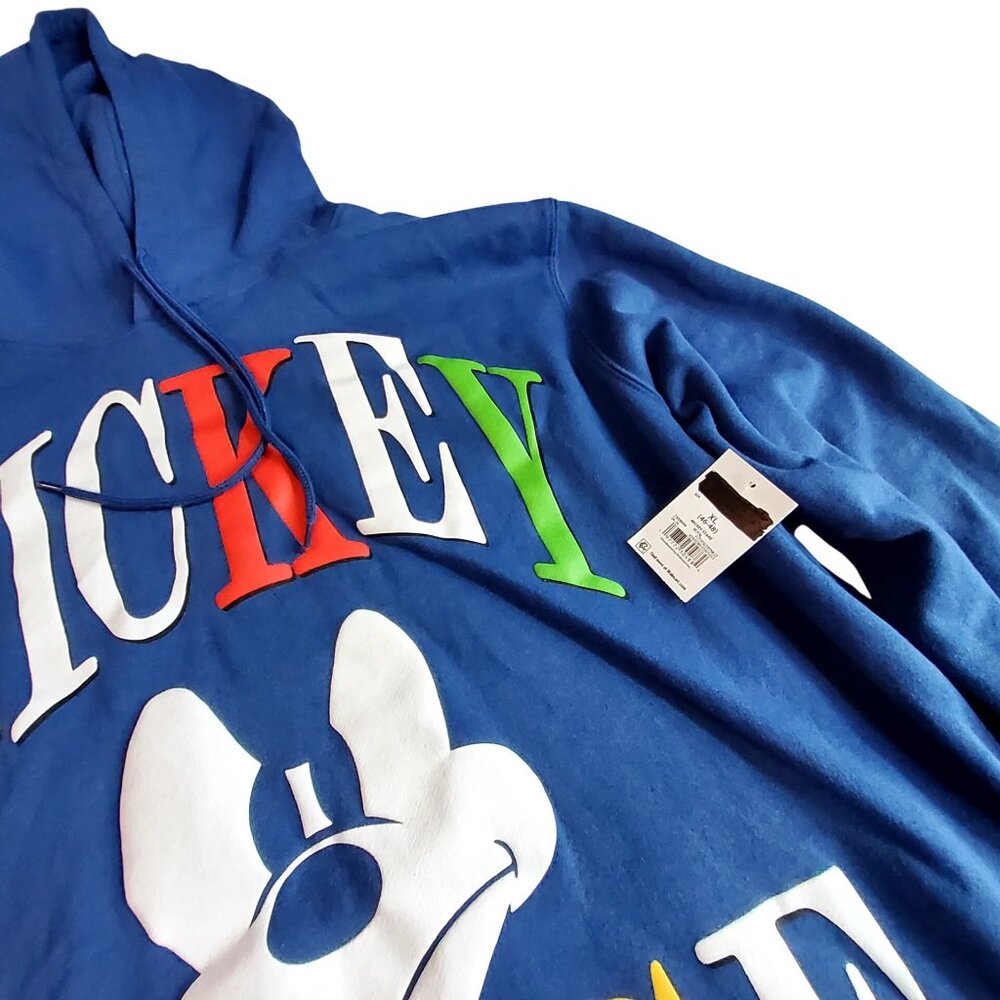 Mickey Mouse Blue Hoodie With Colorful Lettering drawstring hood Front graphicXL - Picture 3 of 8